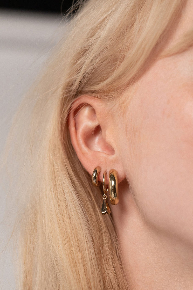 Floret Charm Hoops in Golden Brass, Front View Detail