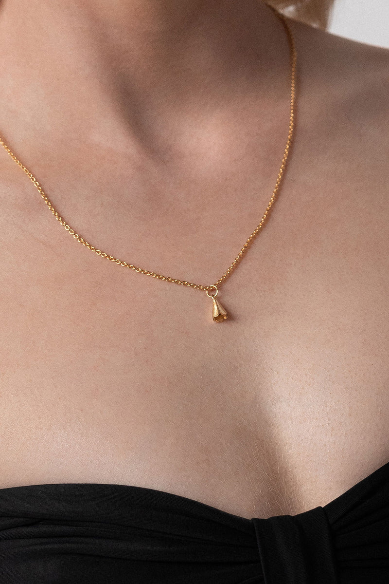 Floret Necklace in Gold Plate, Worn Detail
