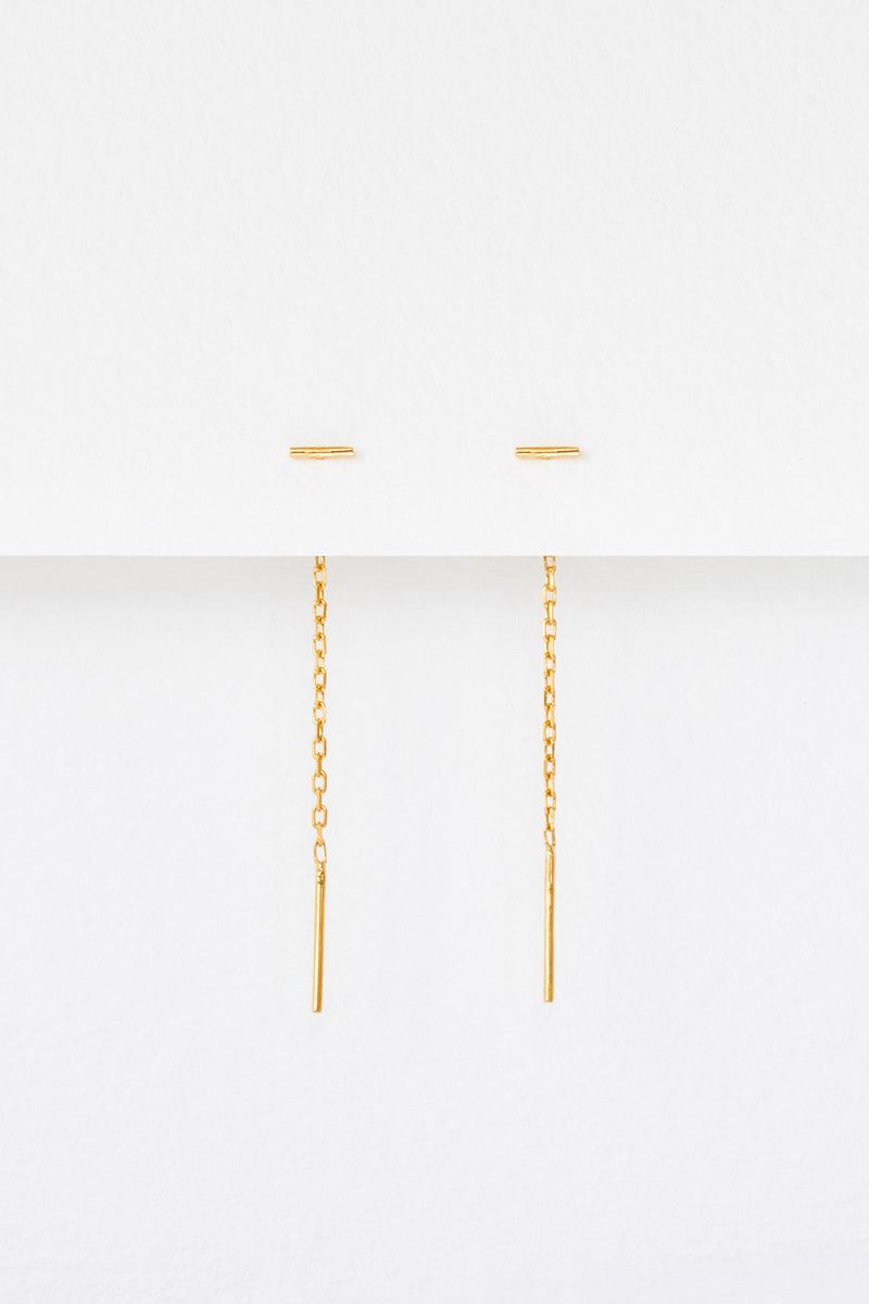 Tiny Bar Threads, Gold Plate, Hanging View