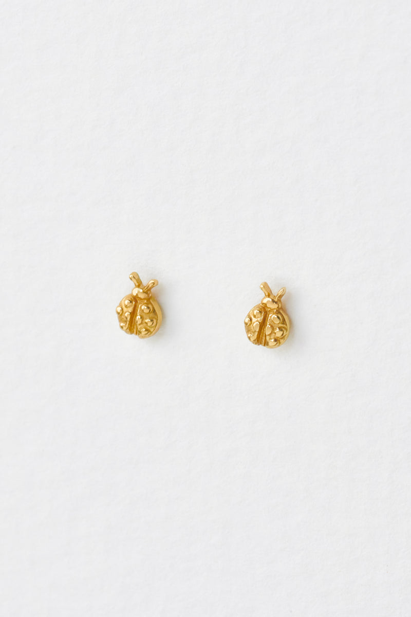 Ladybird Studs in Gold Vermeil Close Up