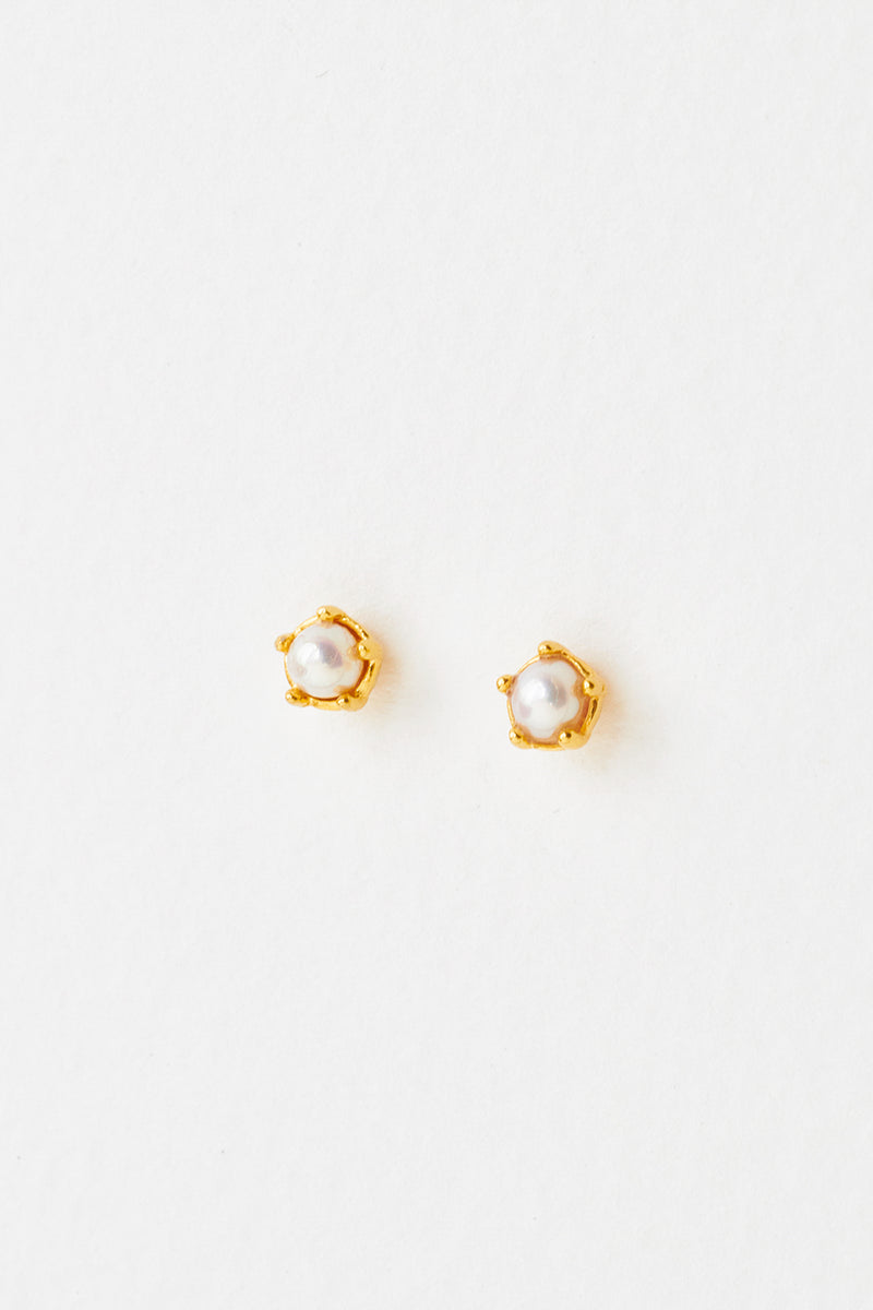 Pearl Studs In Gold Vermeil Front On