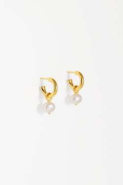 Pearl Nugget Charm Convertible Hoops in Gold Vermeil. 