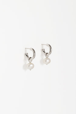 Pearl Nugget Charm Convertible Hoops in  Sterling Silver