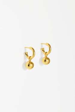Small gold charm hoops with removable orb. 