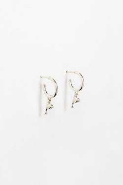 Dolphin Charm Hoops in Sterling Silver