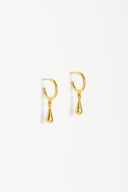 Naomi Murrell Droplet Charm Hoops, Gold Vermeil