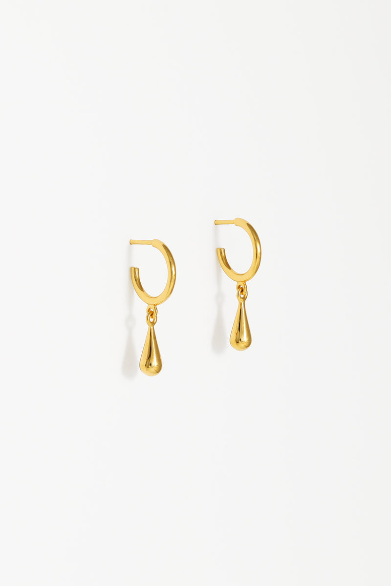 Naomi Murrell Droplet Charm Hoops, Gold Vermeil