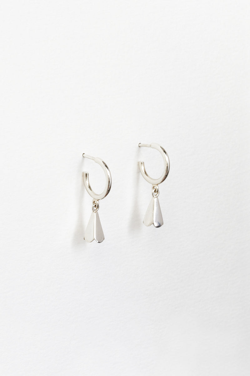 Floret Charm Hoops in Sterling Silver