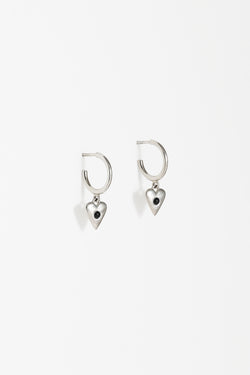 Naomi Murrell Onyx Heart Charm Hoops, Silver