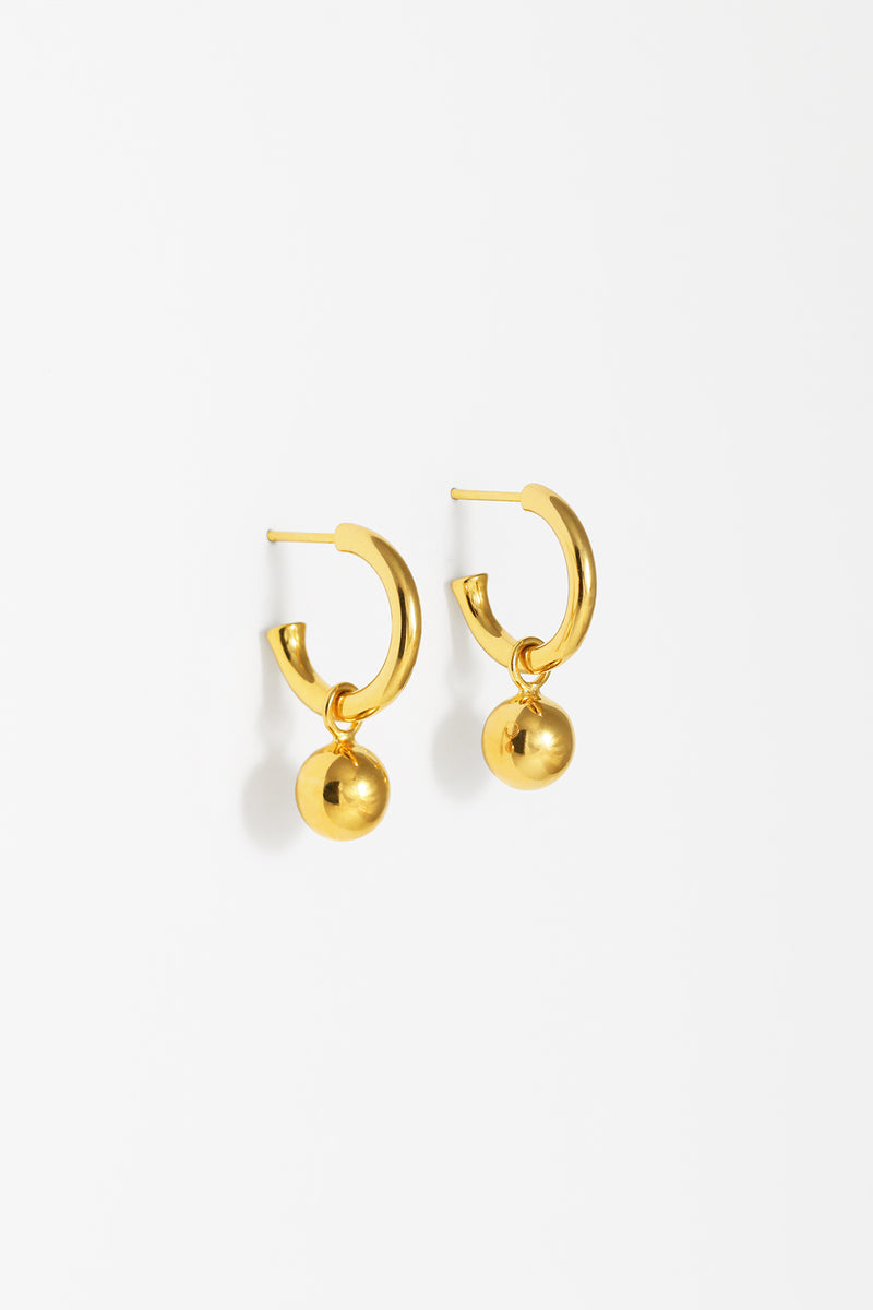 Naomi Murrell, Orb Charm Hoops, Gold Vermeil