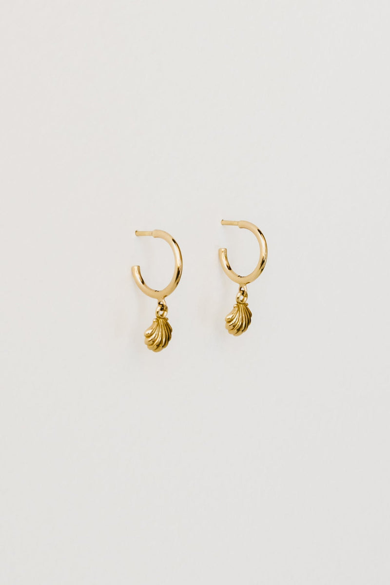 Seashell Charm Hoops, Gold Vermeil