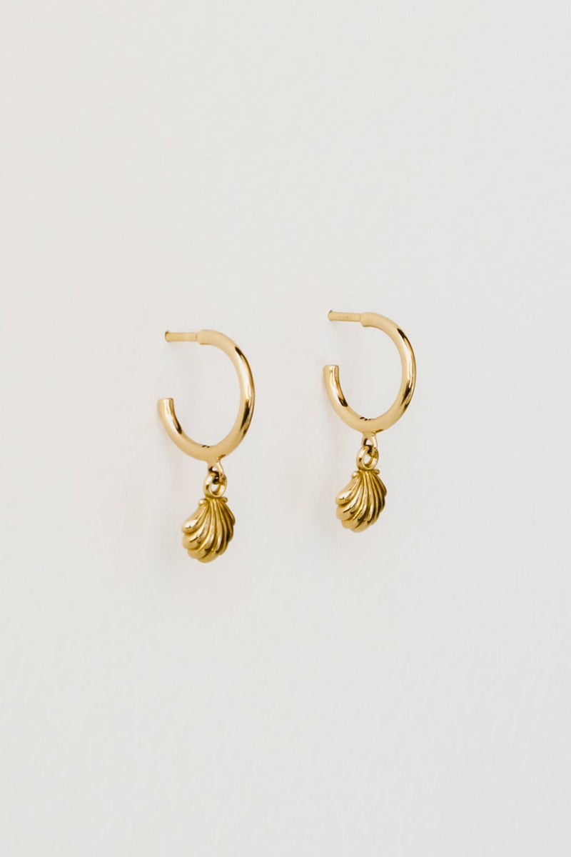 Seashell Charm Hoops, Gold Vermeil