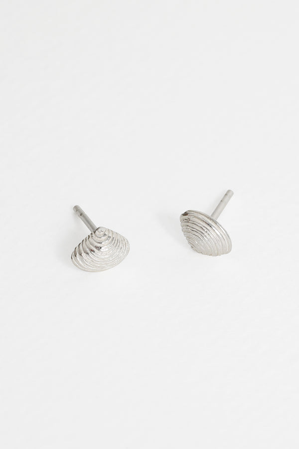 Clam Shell Studs, Sterling Silver