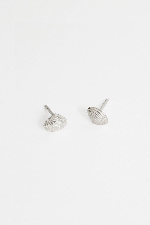 Clam Shell Studs, Sterling Silver
