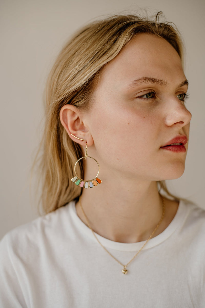 Frill Earrings, Fiesta Colours, Gold Vermeil