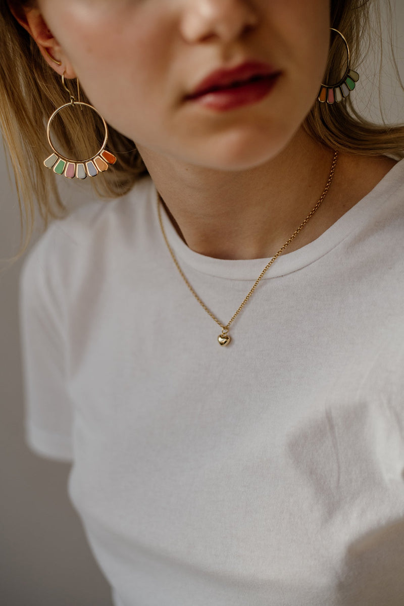 Frill Earrings, Fiesta Colours, Gold Vermeil