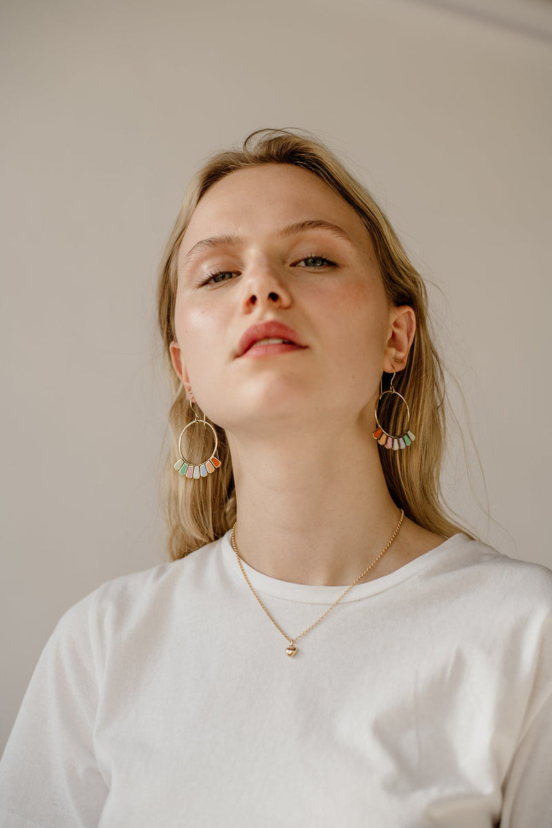 Frill Earrings, Fiesta Colours, Gold Vermeil <br>(SPECIAL ORDER)