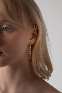 Floret Earrings in Gold Vermeil, Worn Side View