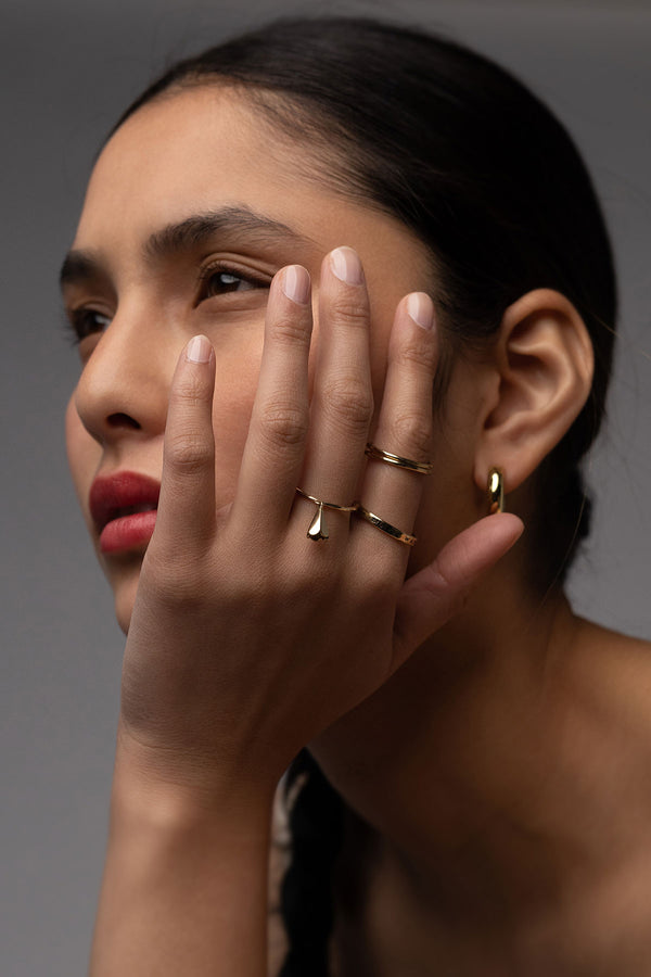 Floret Ring in Golden Brass, Worn View