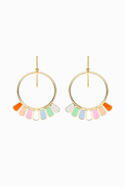 Frill Earrings, Fiesta Colours, Gold Vermeil