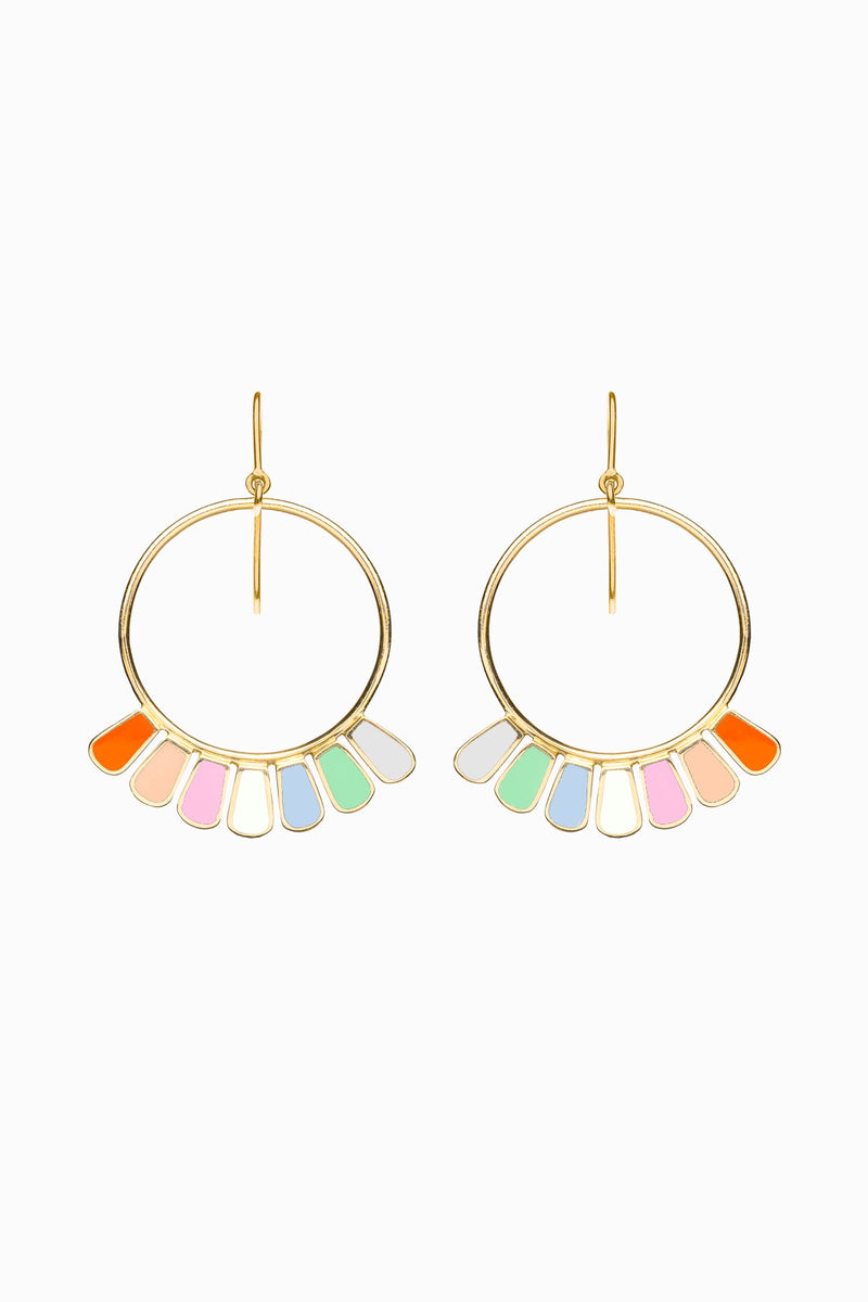 Frill Earrings, Fiesta Colours, Gold Vermeil