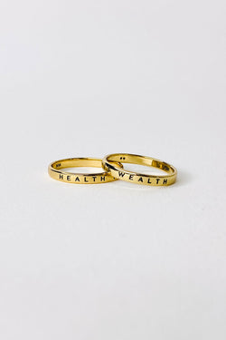 Health Is Wealth Ring, Golden Brass