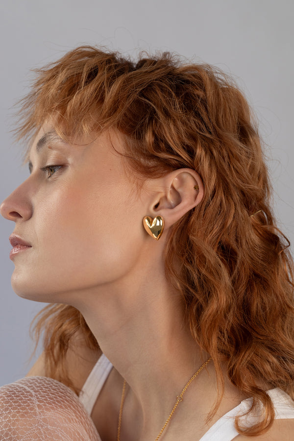 Mondo Heart Earrings, Gold Vermeil