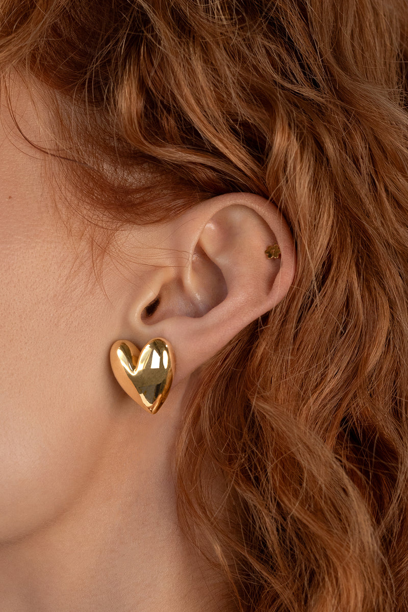 Mondo Heart Earrings, Gold Vermeil