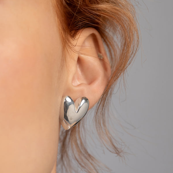 Mondo Heart Earrings, Sterling Silver | Naomi Murrell