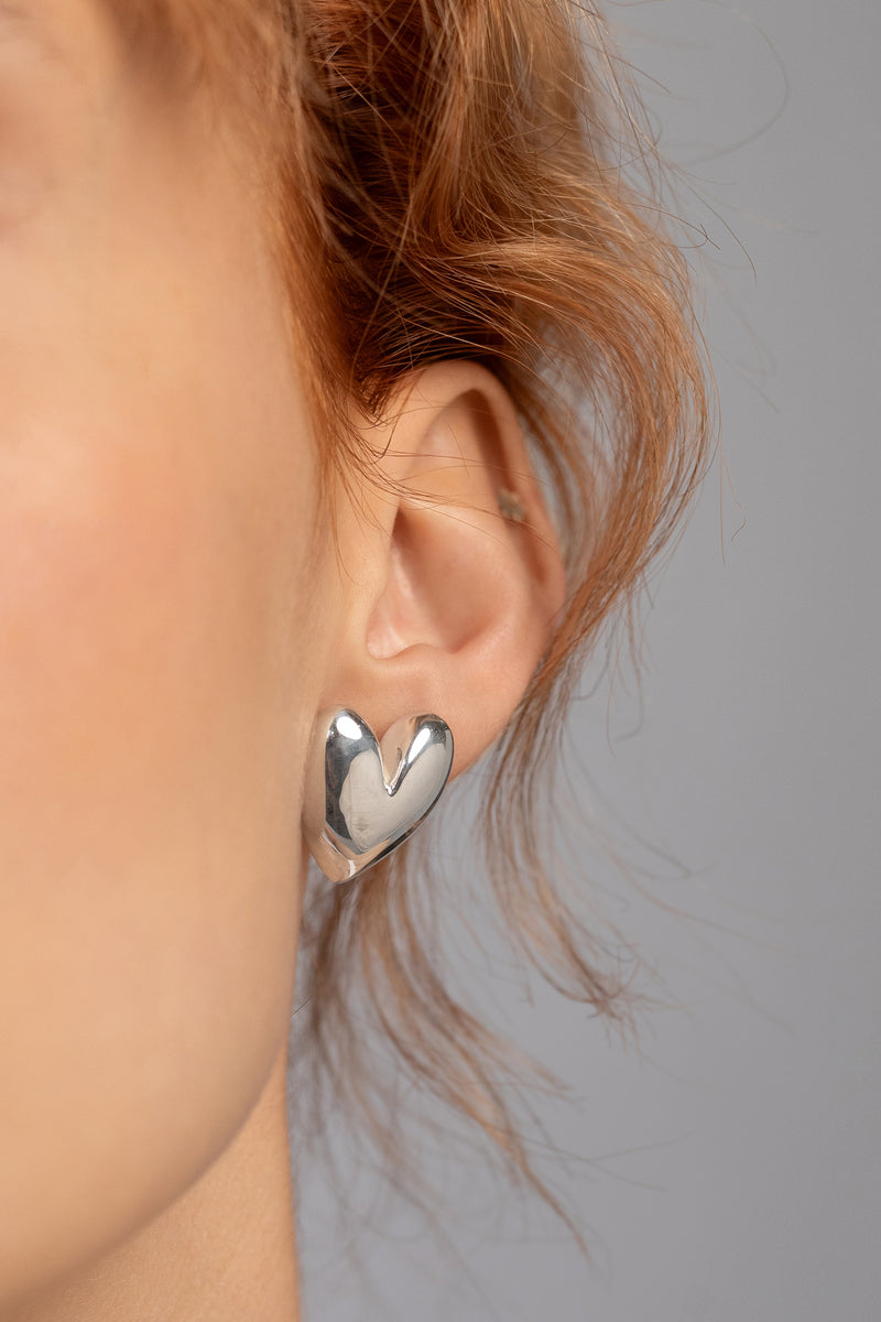 Mondo Heart Earrings, Sterling Silver