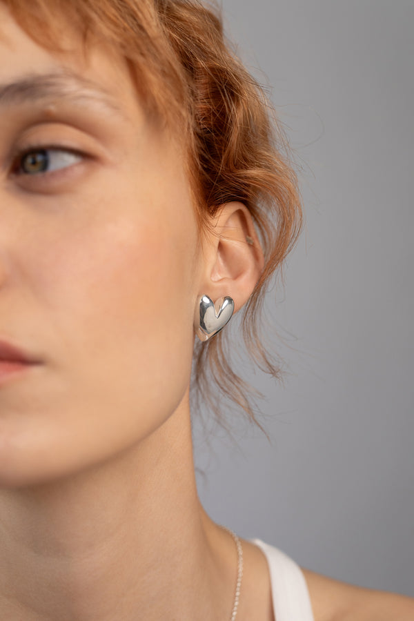 Mondo Heart Earrings, Sterling Silver