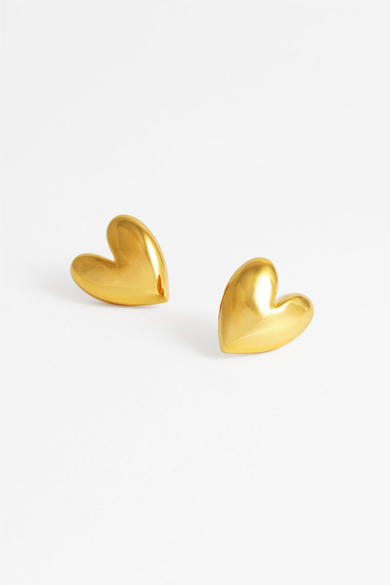 Mondo Heart Earrings, Gold Vermeil