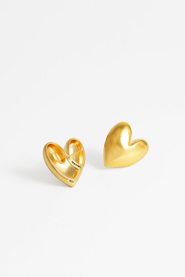 Mondo Heart Earrings, Gold Vermeil