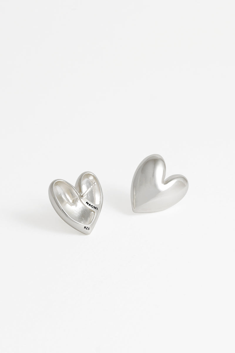 Mondo Heart Earrings in Sterling Silver back view