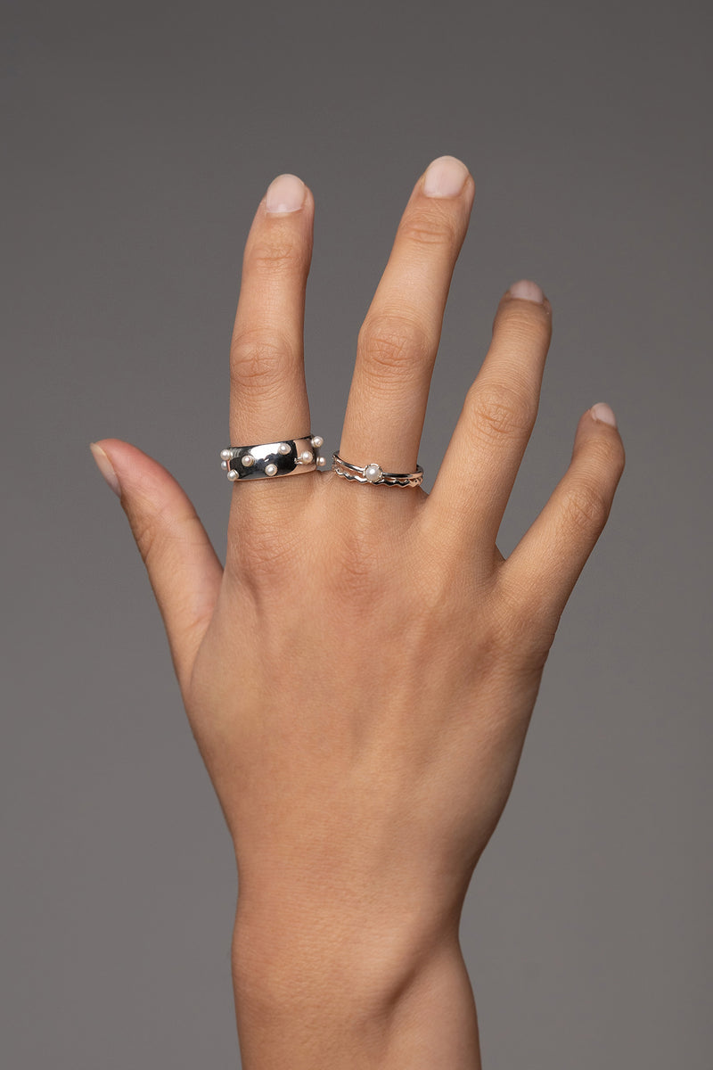 Neptune Ring in Sterling Silver, Worn Details