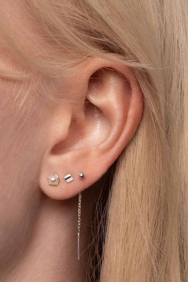 Pearl Studs In Sterling Silver Worn Details