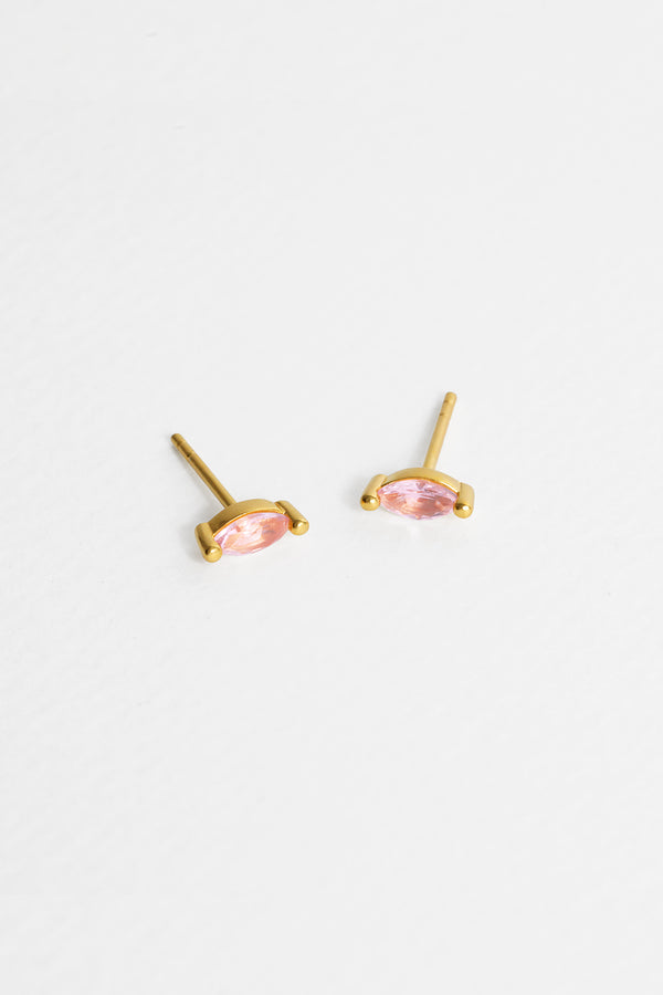 Pink Tourmaline Studs, Gold Vermeil
