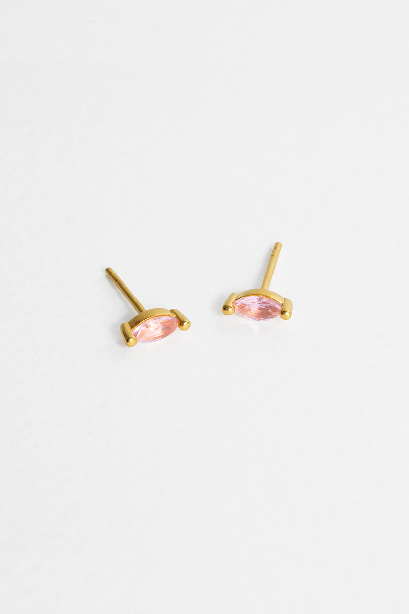 Pink Tourmaline Studs, Gold Vermeil