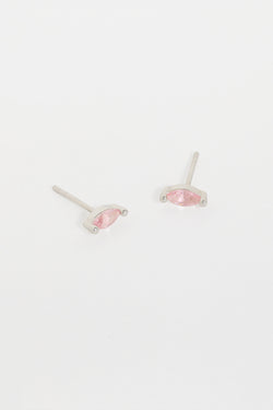 Pink Tourmaline Studs, Sterling Silver