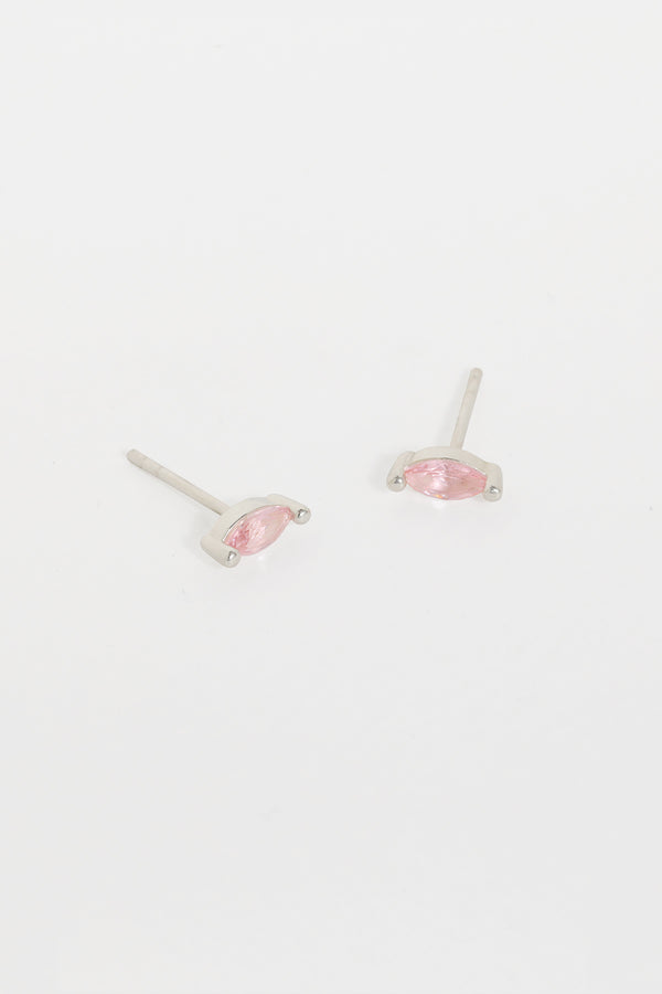 Pink Tourmaline Studs, Sterling Silver