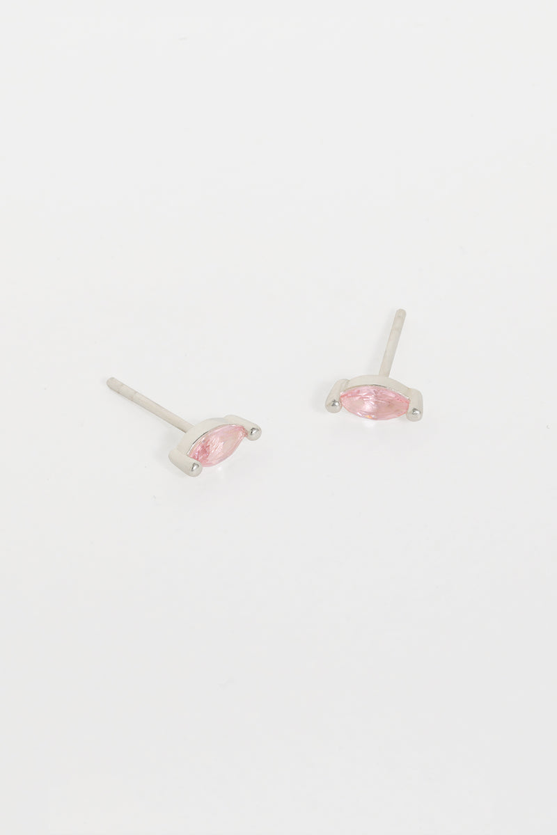 Pink Tourmaline Studs, Sterling Silver