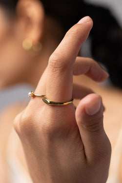 Signet Ring in Golden Brass, Close Up Detail