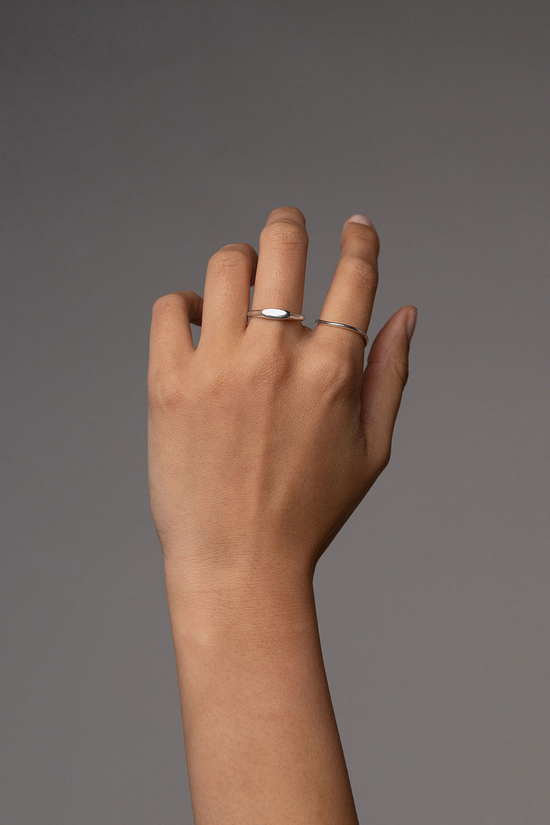 Signet Ring in Sterling Silver Worn Front View