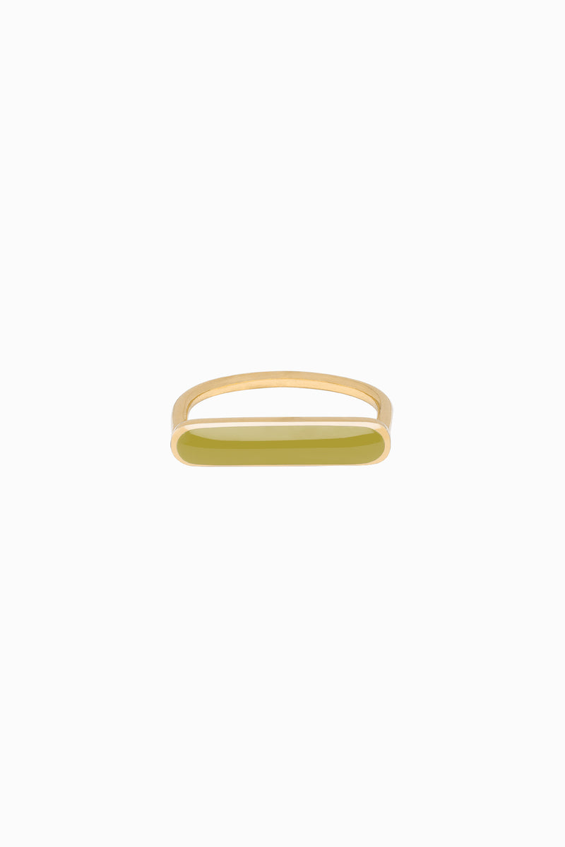 Stacker Ring, Olive, Golden Brass