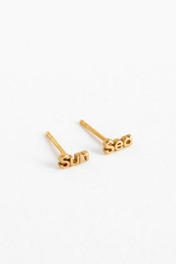 Sun + Sea Studs in Golden Brass