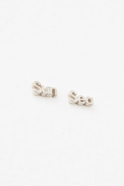 Sun + Sea Studs in Sterling Silver, Zoom View