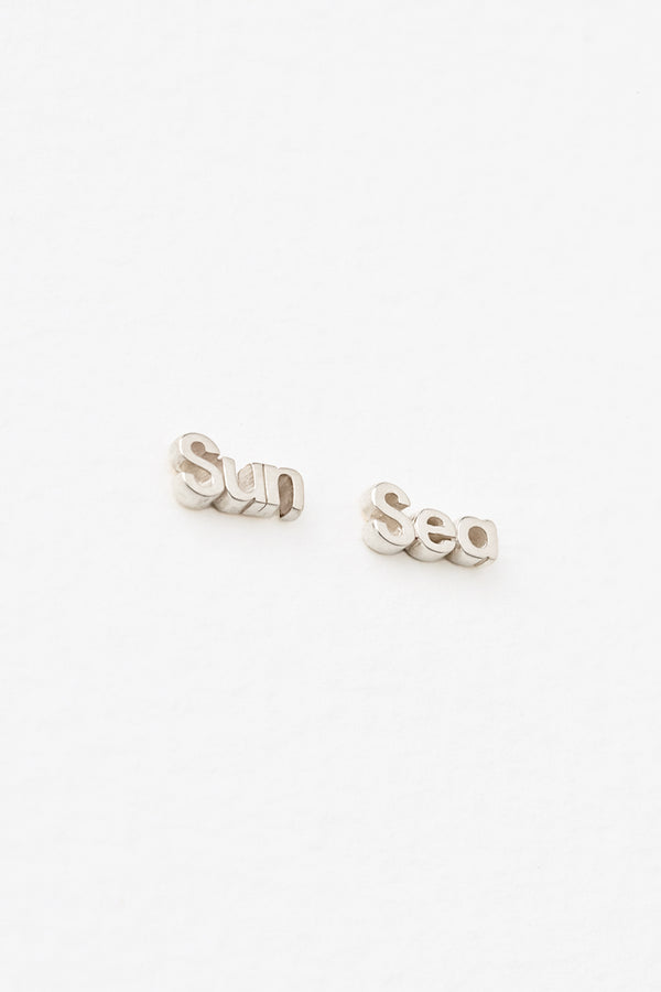 Sun + Sea Studs in Sterling Silver, Zoom View