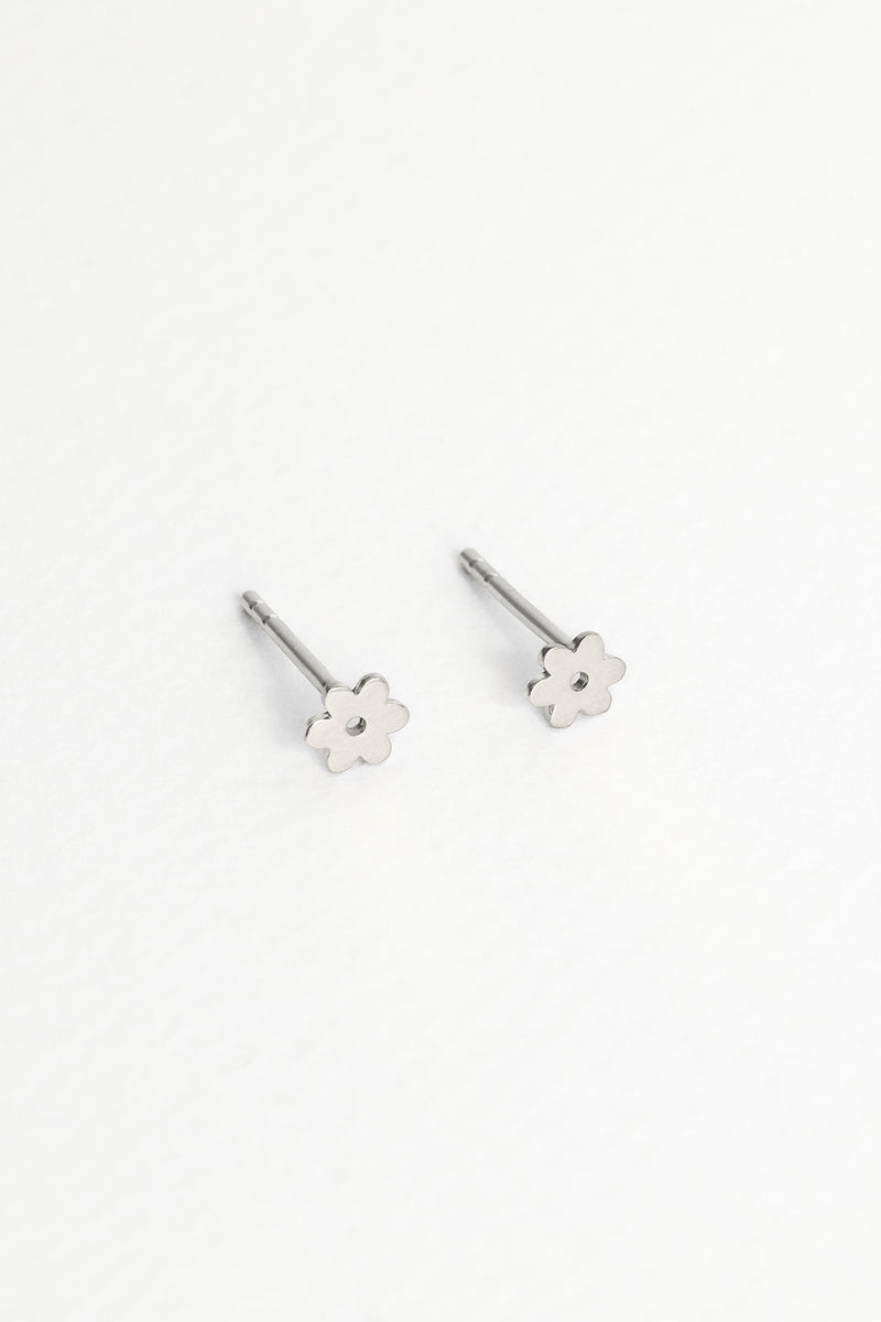 Tiny Flower Studs, Sterling Silver