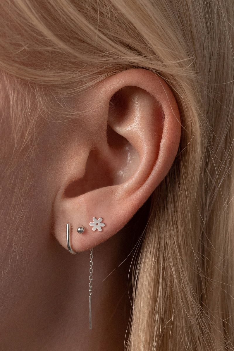 Tiny Flower Studs, Sterling Silver