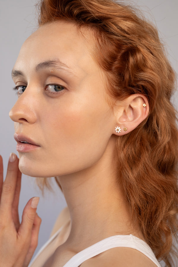 Tiny Flower Studs, Gold Vermeil